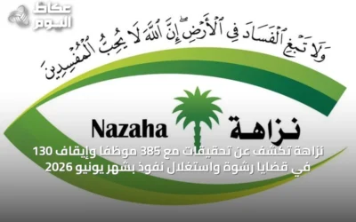 نزاهة تكشف عن تحقيقات مع 385 موظفاً وإيقاف 130 في قضايا رشوة واستغلال نفوذ بشهر يونيو 2026