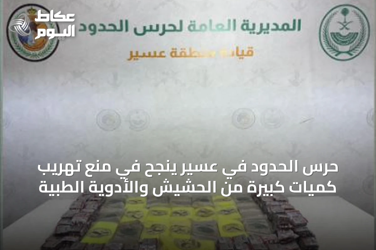 حرس الحدود في عسير ينجح في منع تهريب كميات كبيرة من الحشيش والأدوية الطبية