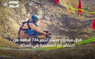 فرق مشروع مسام تدمر 724 قطعة من الذخائر غير المنفجرة في المكلا