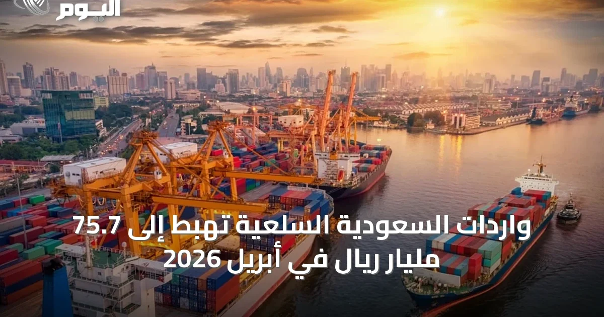 واردات السعودية السلعية تهبط إلى 75.7 مليار ريال في أبريل 2026
