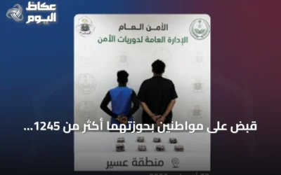 قبض على مواطنين بحوزتهما أكثر من 1245 قرصًا محظورًا في مركبة بعسير