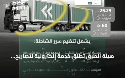 هيئة الطرق تُطلق خدمة إلكترونية لتصاريح نقل الشاحنات ذات المقطورات المزدوجة خارج المدن