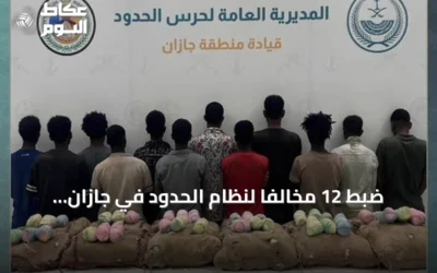 ضبط 12 مخالفاً لنظام الحدود في جازان وبحوزتهم 240 كيلوغراماً من نبات القات