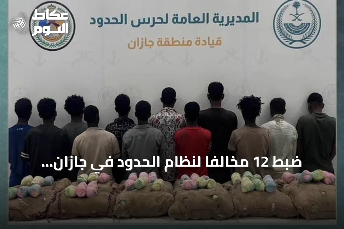 ضبط 12 مخالفاً لنظام الحدود في جازان وبحوزتهم 240 كيلوغراماً من نبات القات