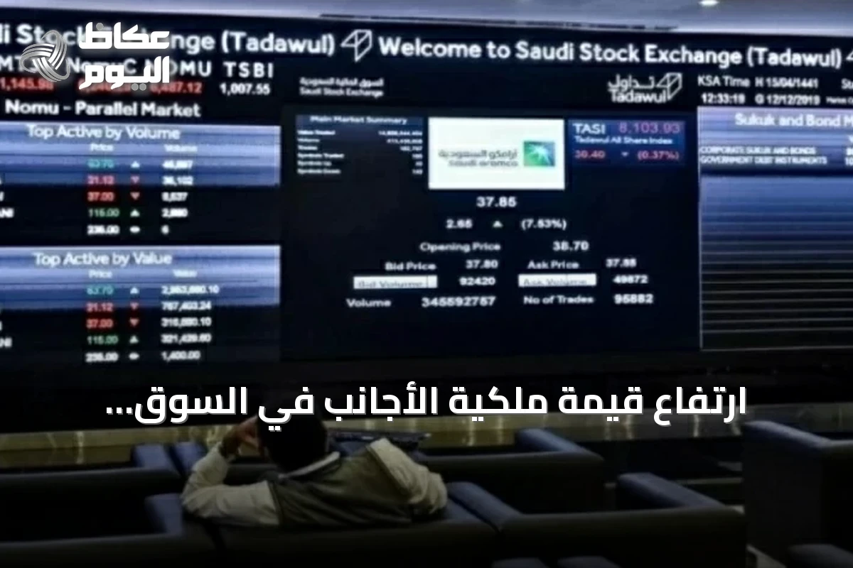 ارتفاع قيمة ملكية الأجانب في السوق السعودي بنحو 23.65 مليار ريال خلال أغسطس 2026