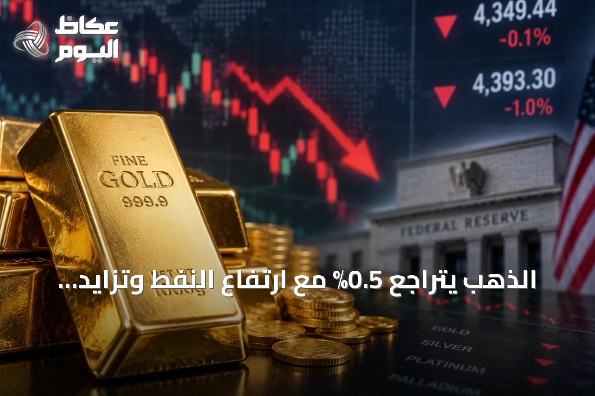 الذهب يتراجع 0.5% مع ارتفاع النفط وتزايد مخاوف التضخم