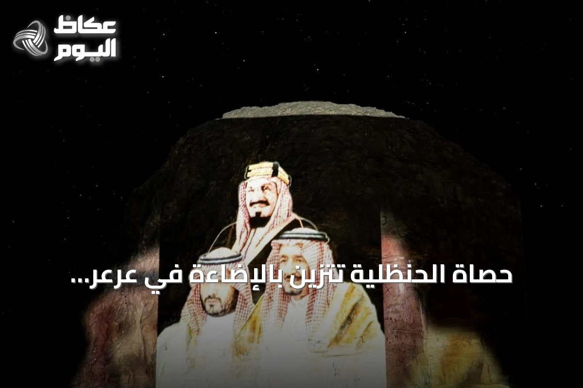 حصاة الحنظلية تتزين بالإضاءة في عرعر احتفاءً باليوم الوطني