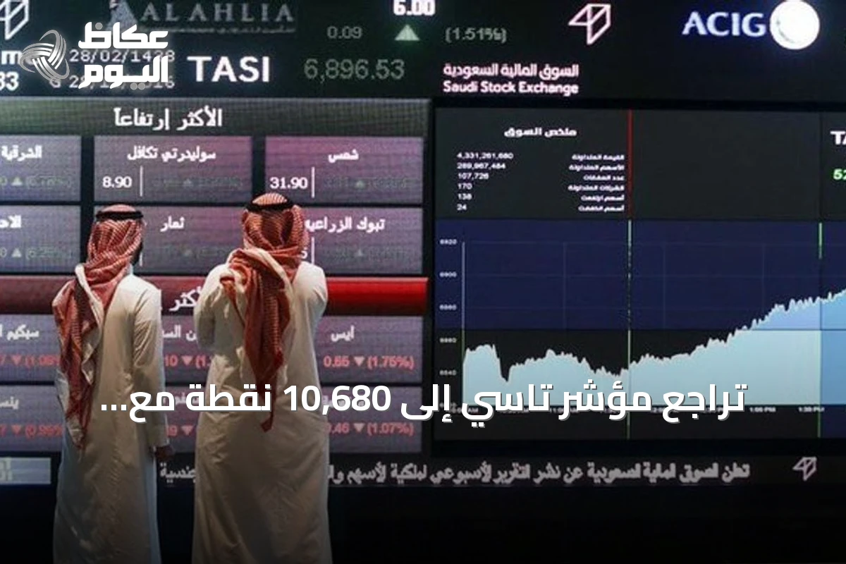 تراجع مؤشر تاسي إلى 10,680 نقطة مع تداولات بقيمة 3.1 مليار ريال