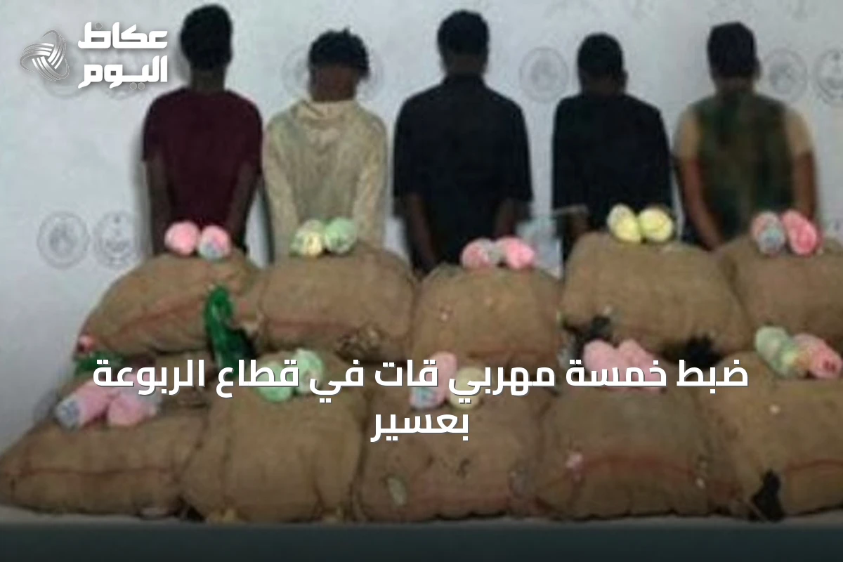 ضبط خمسة مهربي قات في قطاع الربوعة بعسير