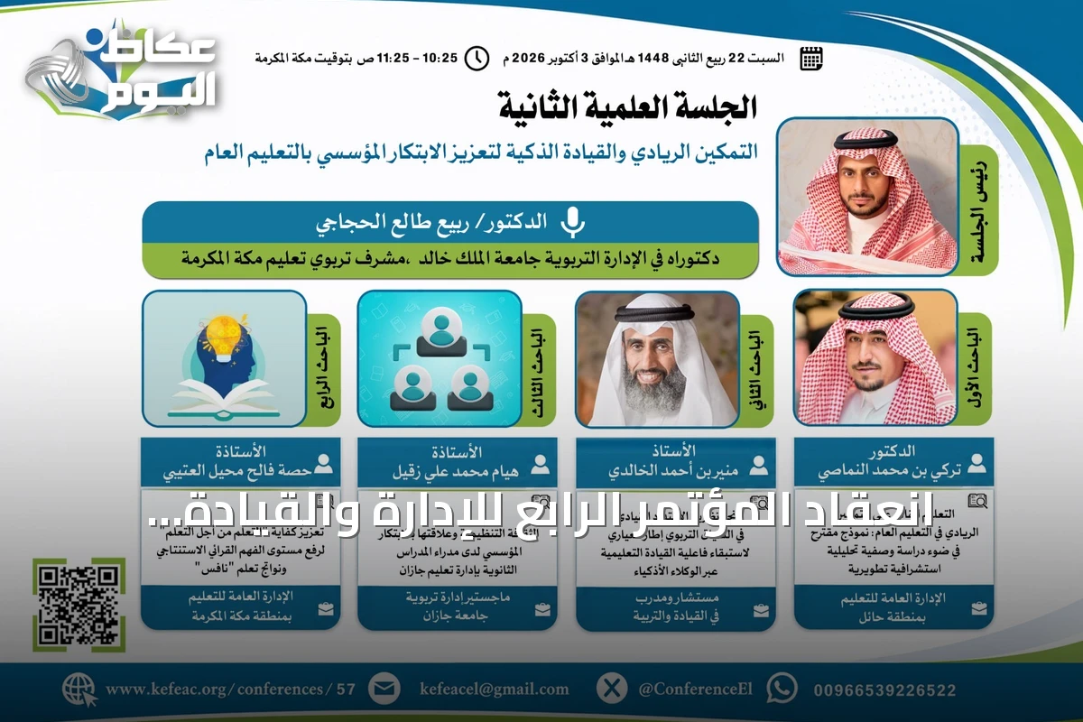 انعقاد المؤتمر الرابع للإدارة والقيادة التربوية على المستوى الدولي في الطائف بـ24 بحثاً و15 ملصقاً علمياً